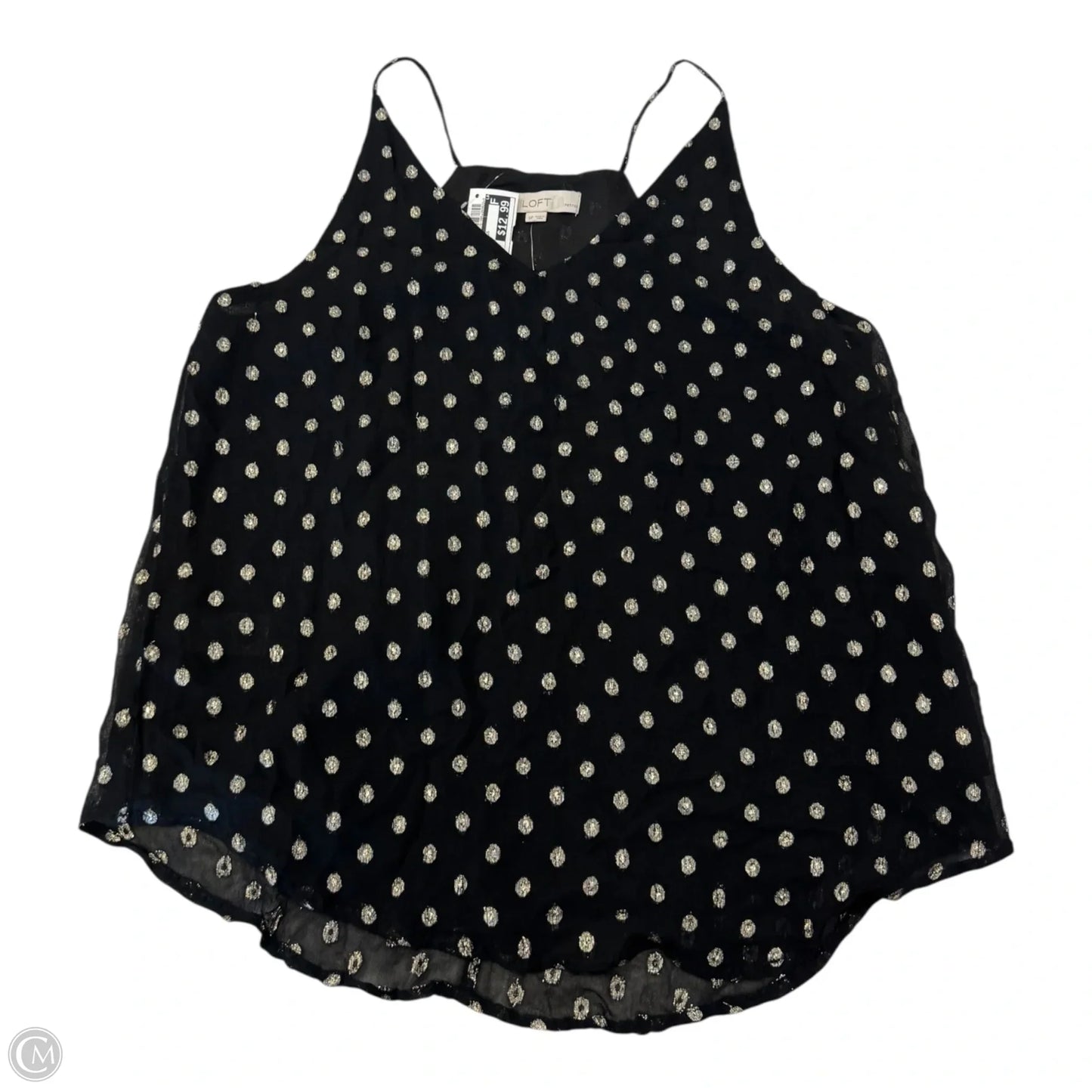 Top Sleeveless By Loft In Black & Gold, Size: Sp