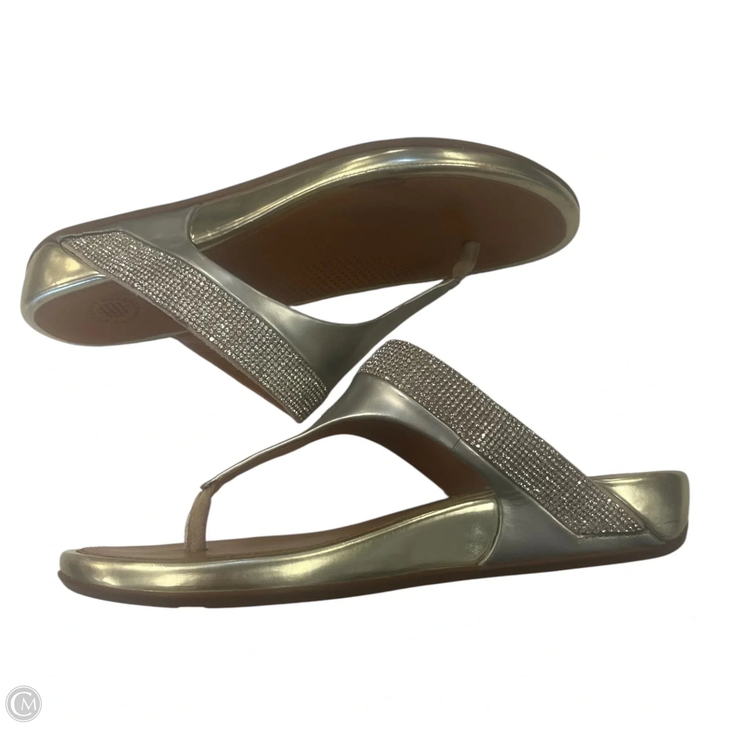 Sandals Flip Flops By Clothes Mentor In Gold & Silver, Size: 6
