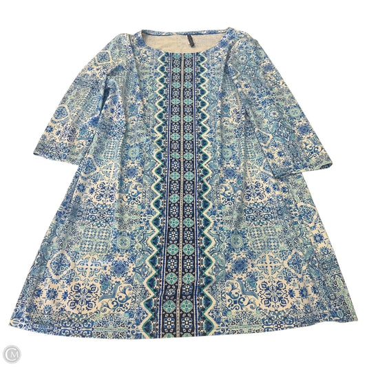 Dress Casual Midi By Clothes Mentor In Blue & White, Size: L