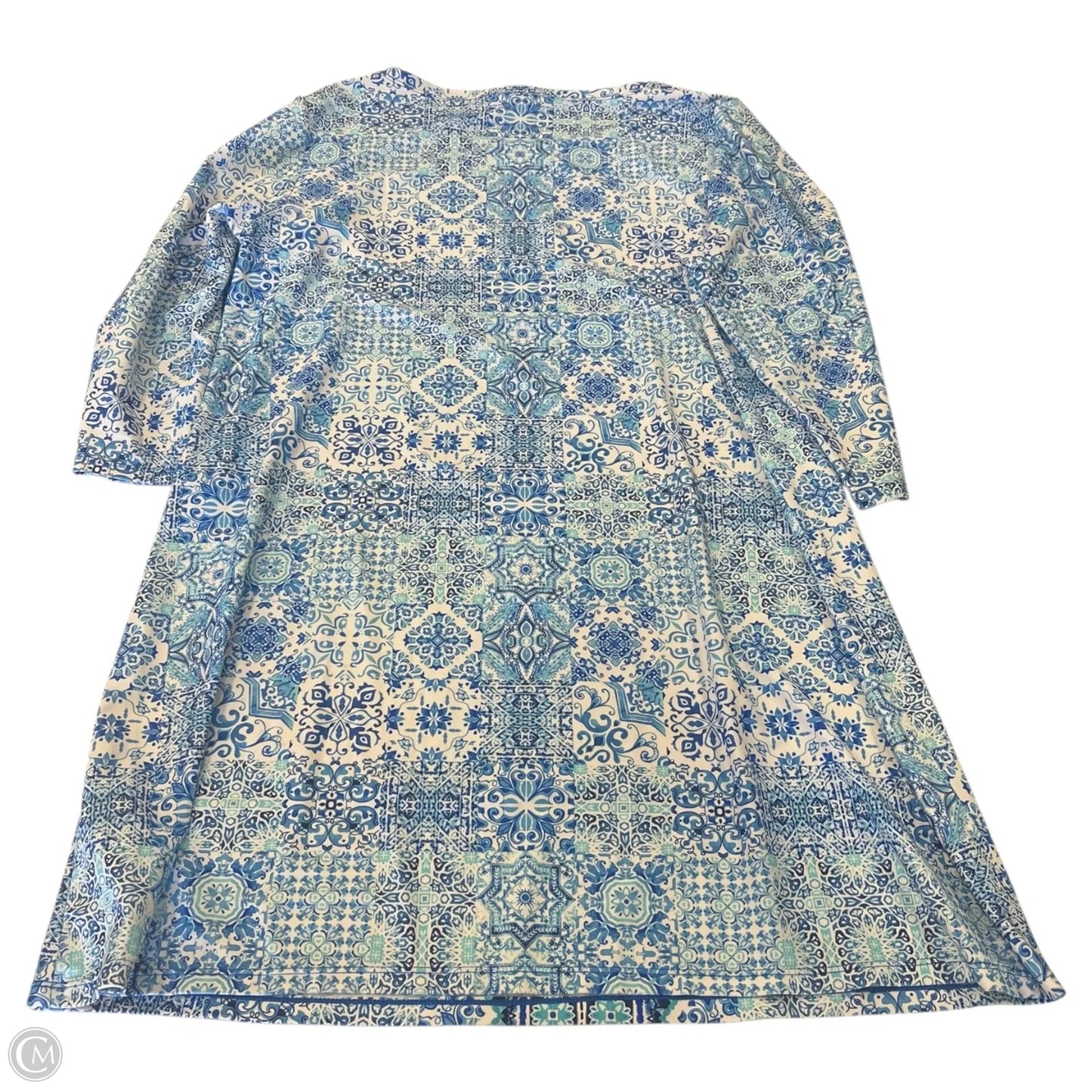 Dress Casual Midi By Clothes Mentor In Blue & White, Size: L