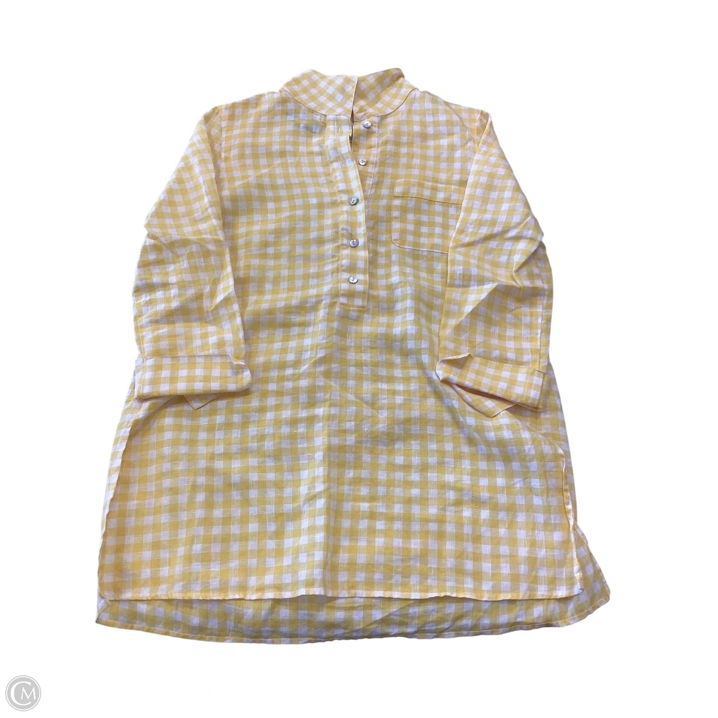 Top 3/4 Sleeve By Clothes Mentor In White & Yellow, Size: Xs