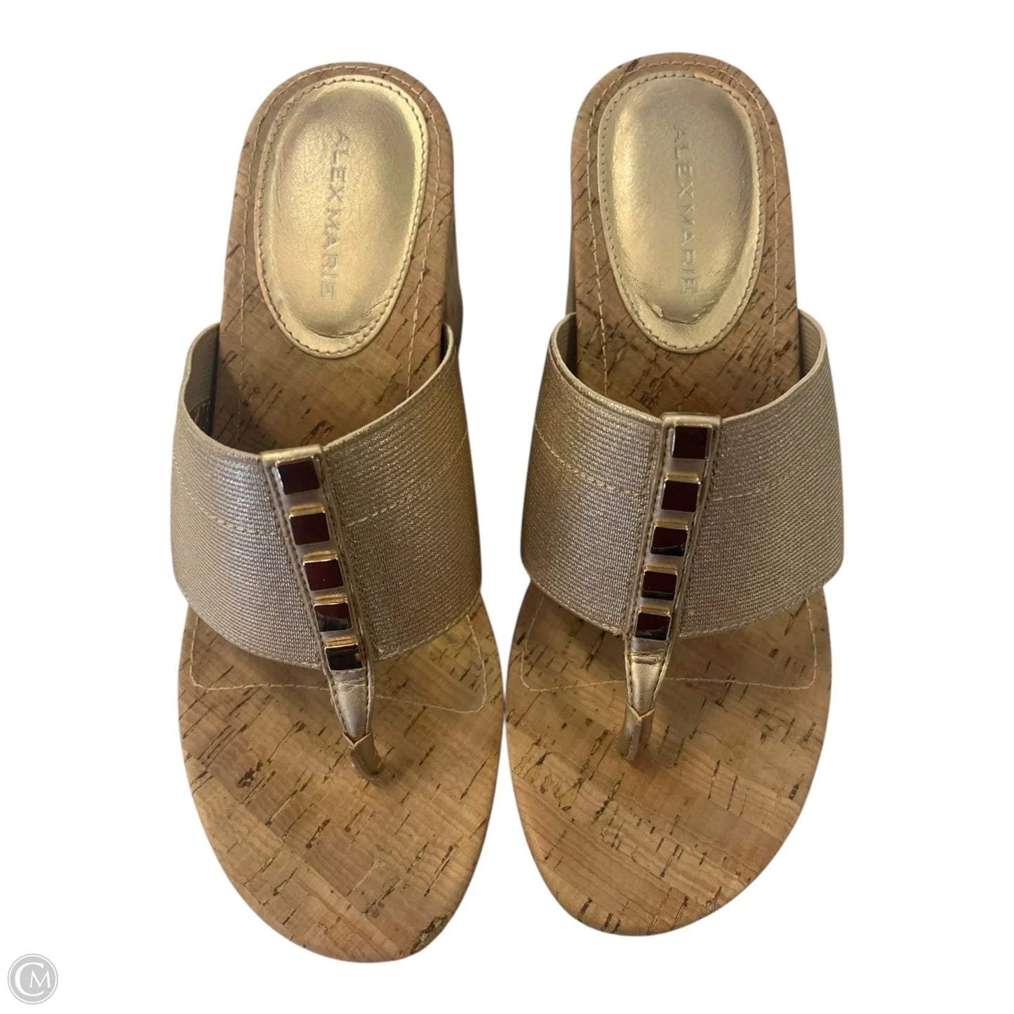 Sandals Heels Block By Alex Marie In Gold, Size: 7