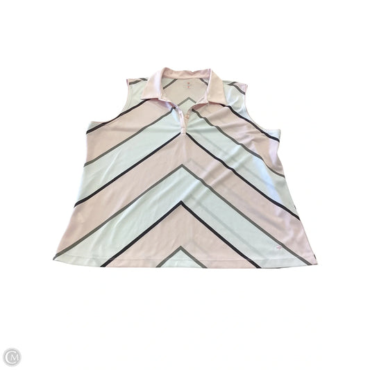 Athletic Tank Top By Clothes Mentor In Pink & White, Size: 1x