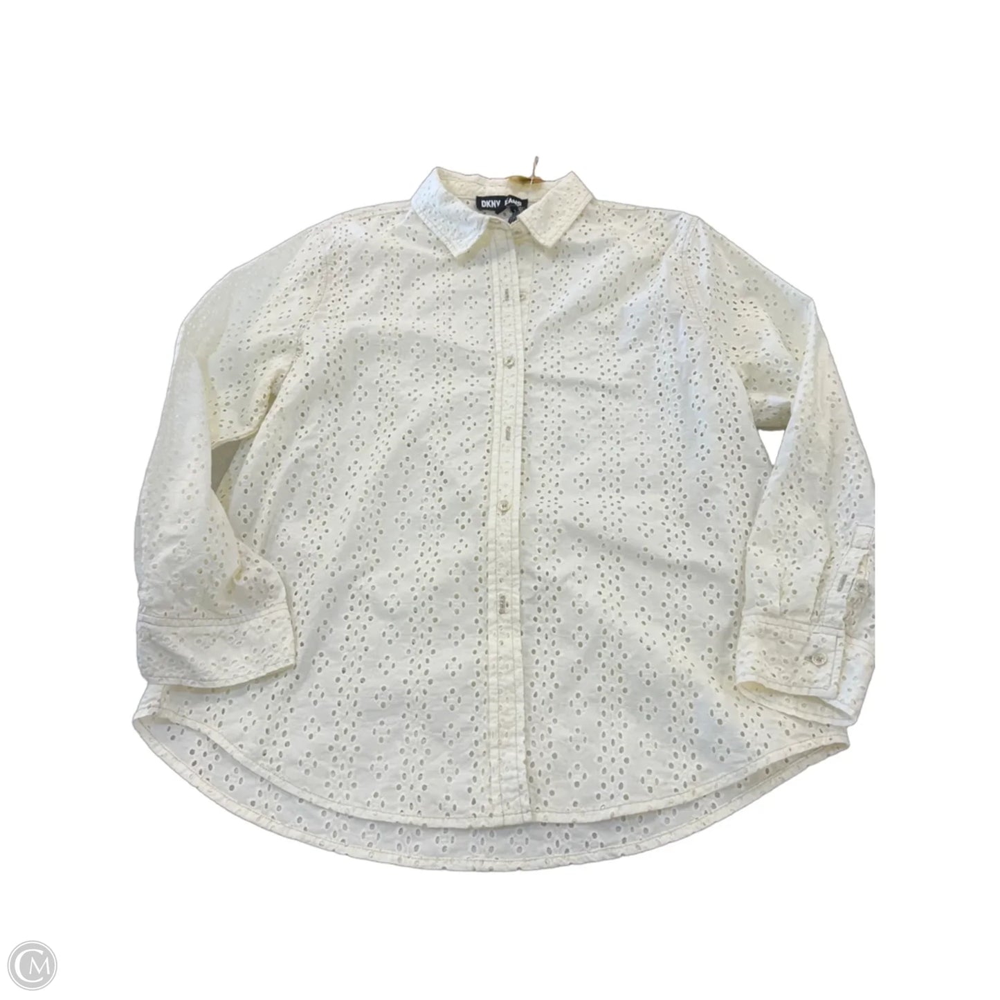 Top Long Sleeve By Dkny In Cream, Size: L