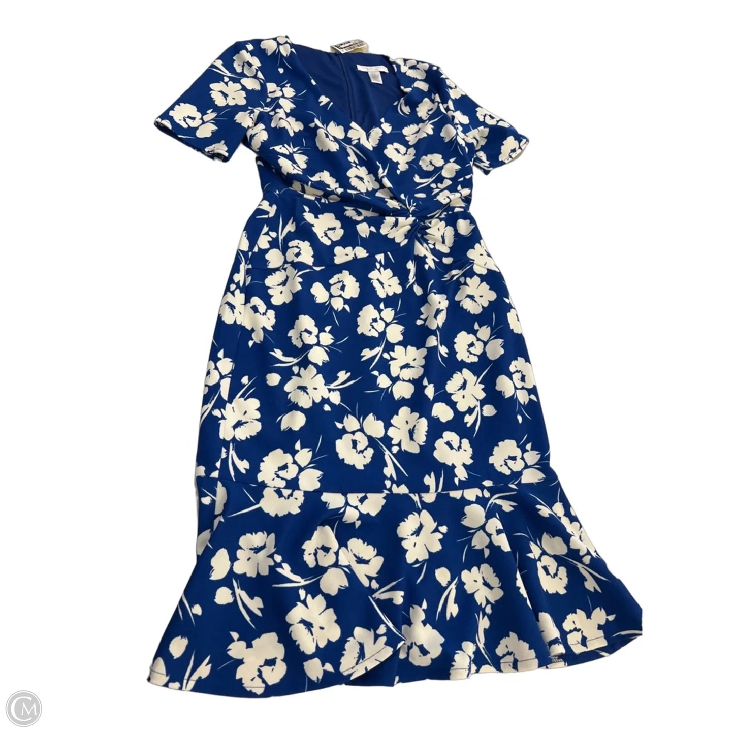 Dress Casual Midi By London Times In Blue & White, Size: 4p