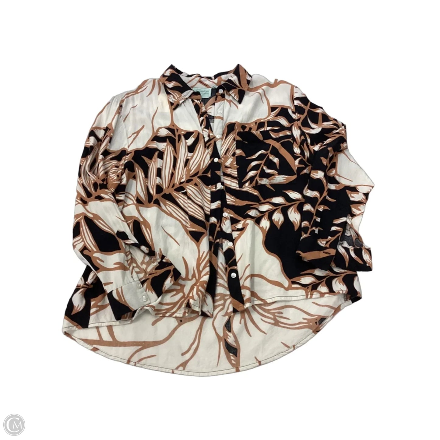 Top Long Sleeve By Clothes Mentor In Tropical Print, Size: M