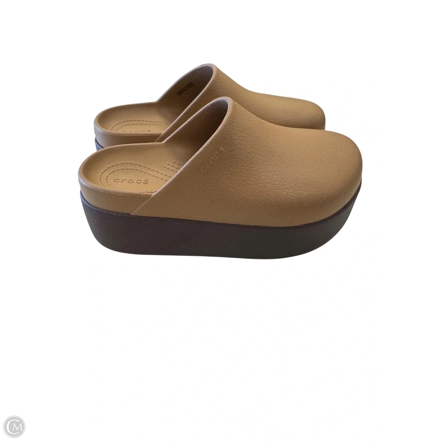 Sandals Heels Block By Crocs In Beige, Size: 6.5