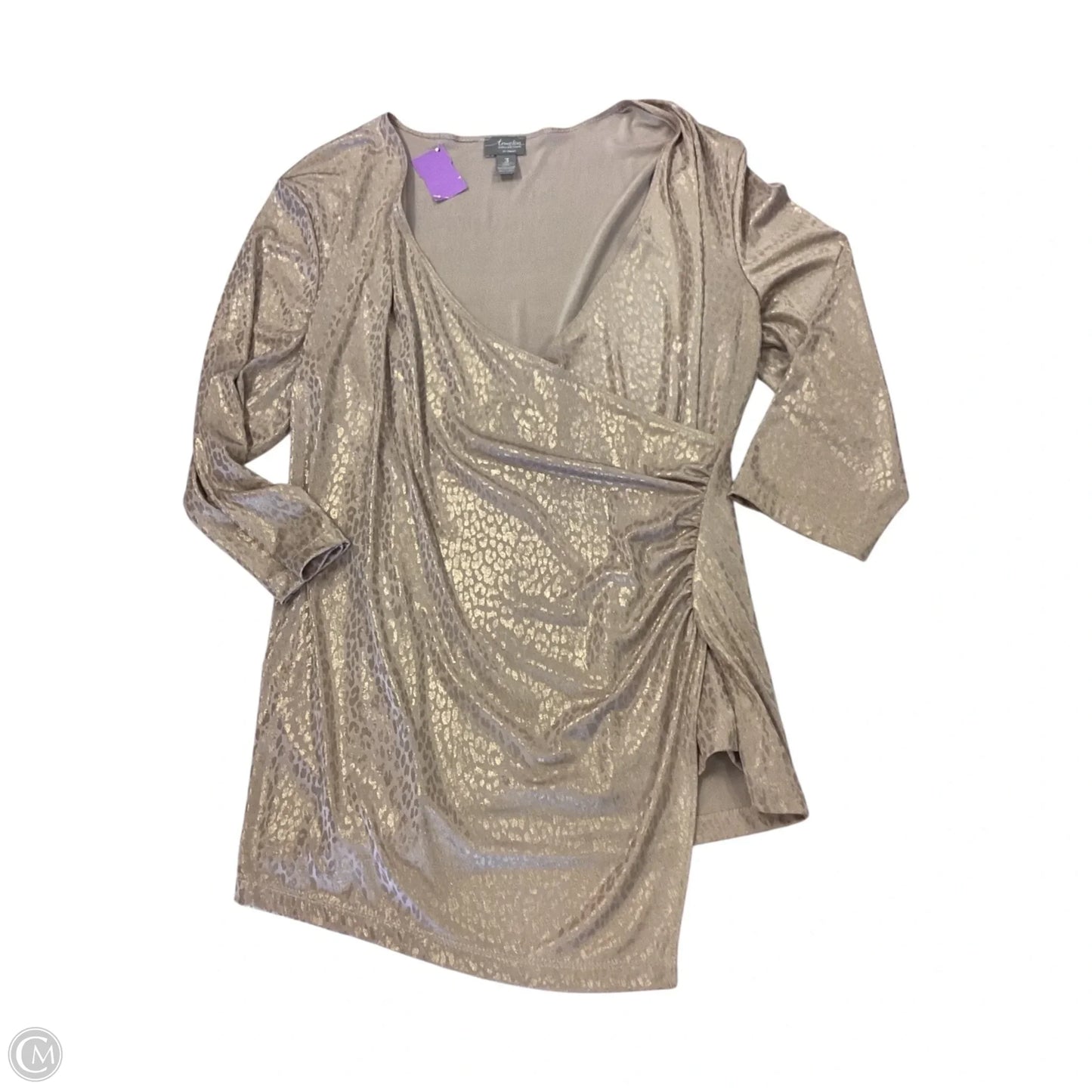 Top 3/4 Sleeve By Chicos In Gold, Size: 3-XL