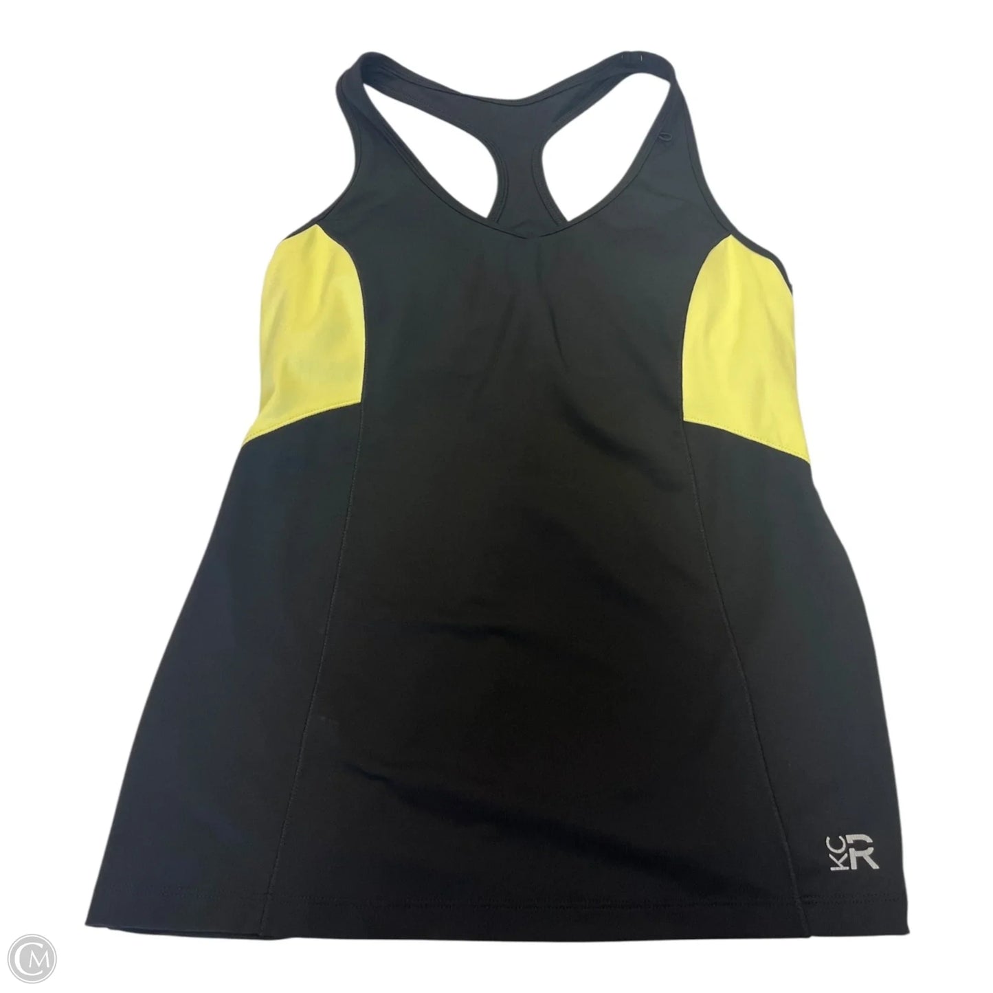 Athletic Tank Top By Kenneth Cole In Black & Yellow, Size: L