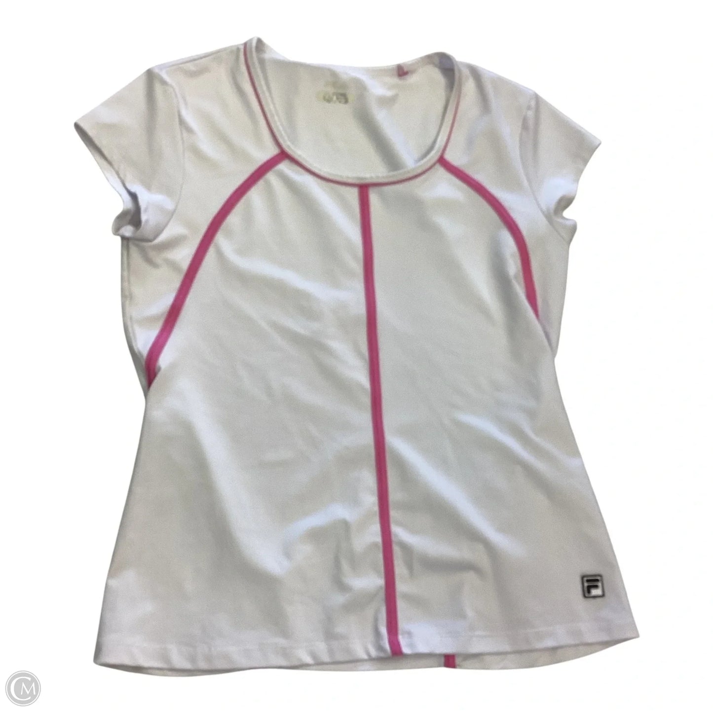 Athletic Top Short Sleeve By Fila In Pink & White, Size: M