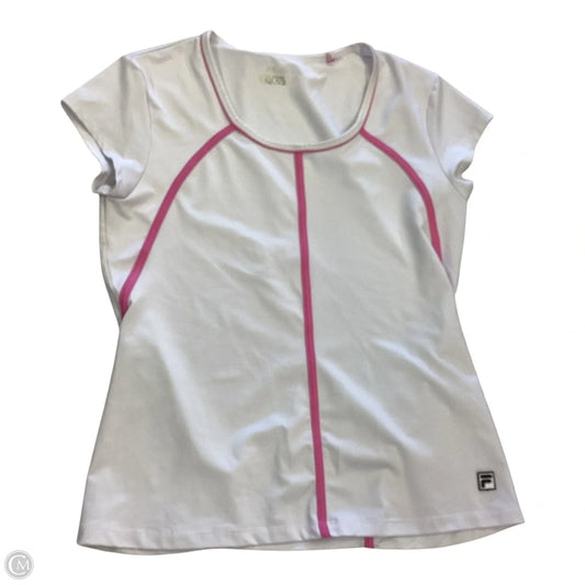 Athletic Top Short Sleeve By Fila In Pink & White, Size: M