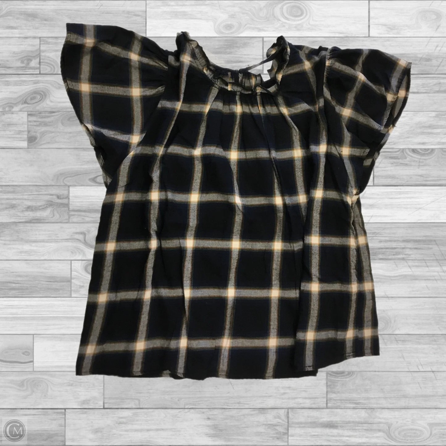 Top Short Sleeve By Time And Tru In Plaid Pattern, Size: Xl