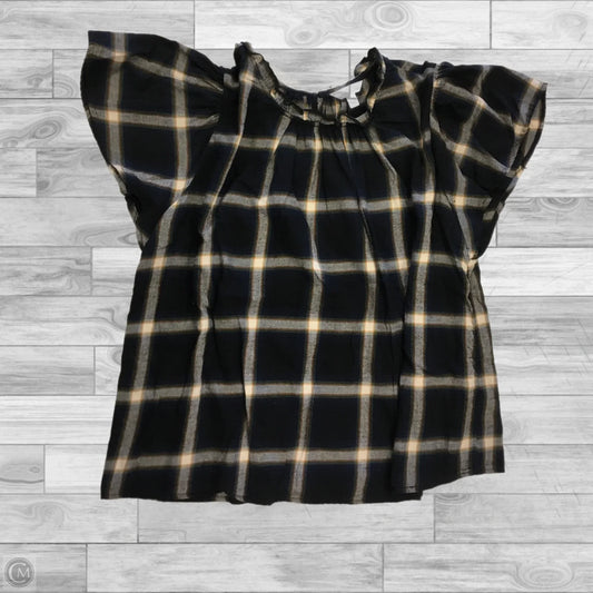 Top Short Sleeve By Time And Tru In Plaid Pattern, Size: Xl