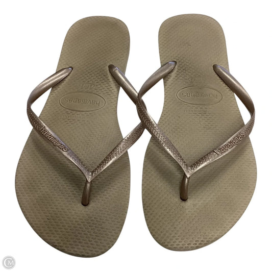 Sandals Flip Flops By Havaianas In Gold, Size: 10
