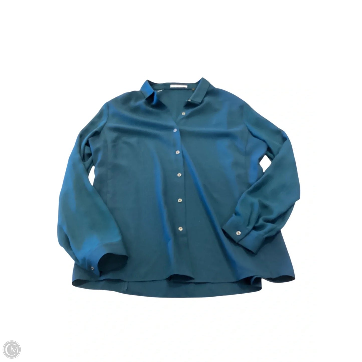 Top Long Sleeve By Tahari By Arthur Levine In Teal, Size: Xl