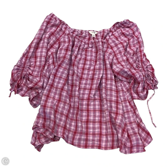 Top Short Sleeve By Terra & Sky In Plaid Pattern, Size: 2x