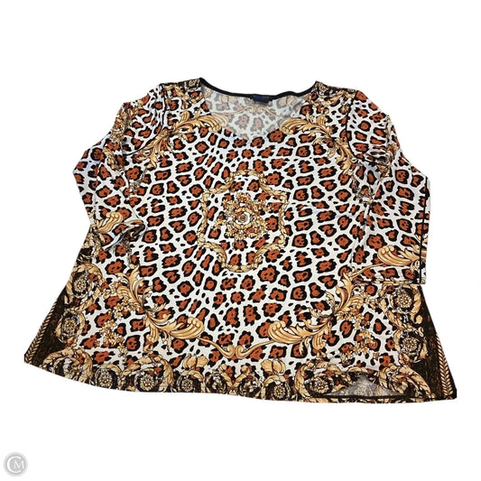 Top 3/4 Sleeve By Cmc In Animal Print, Size: Xl