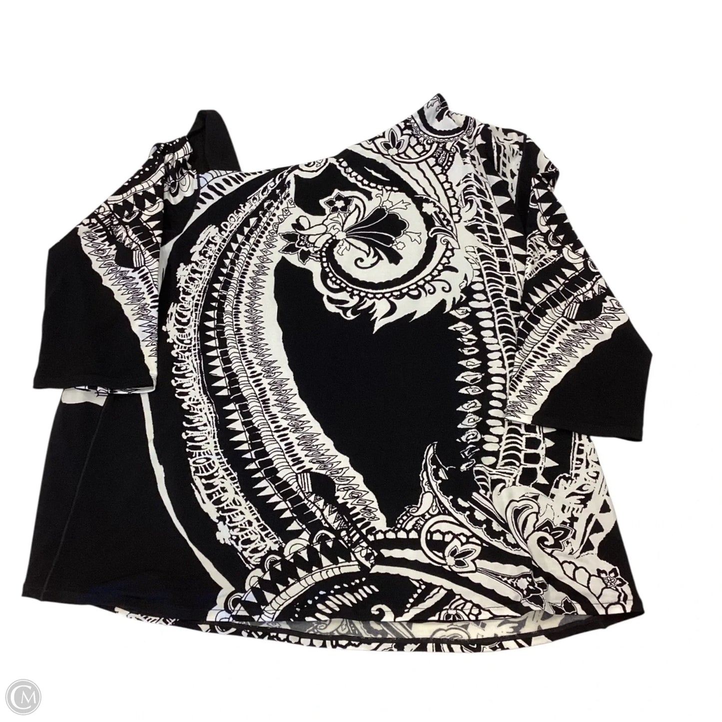 Top 3/4 Sleeve By Cmc In Black & White, Size: Xl