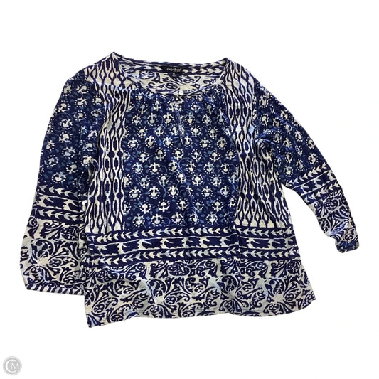 Top 3/4 Sleeve By Lucky Brand In Blue, Size: M