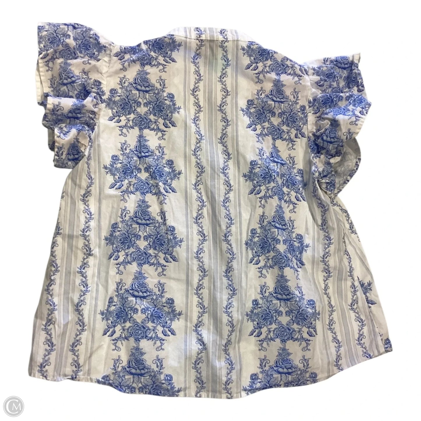 Top Short Sleeve By Aura In Blue & White, Size: S