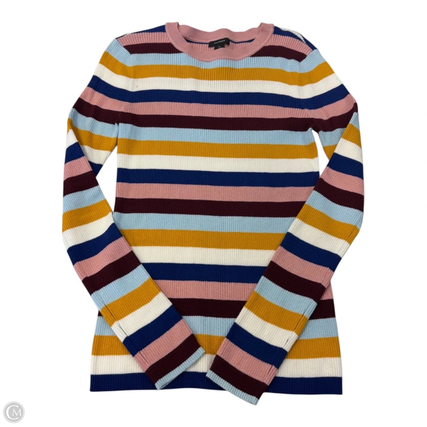 Top Long Sleeve By Halogen In Striped Pattern, Size: M