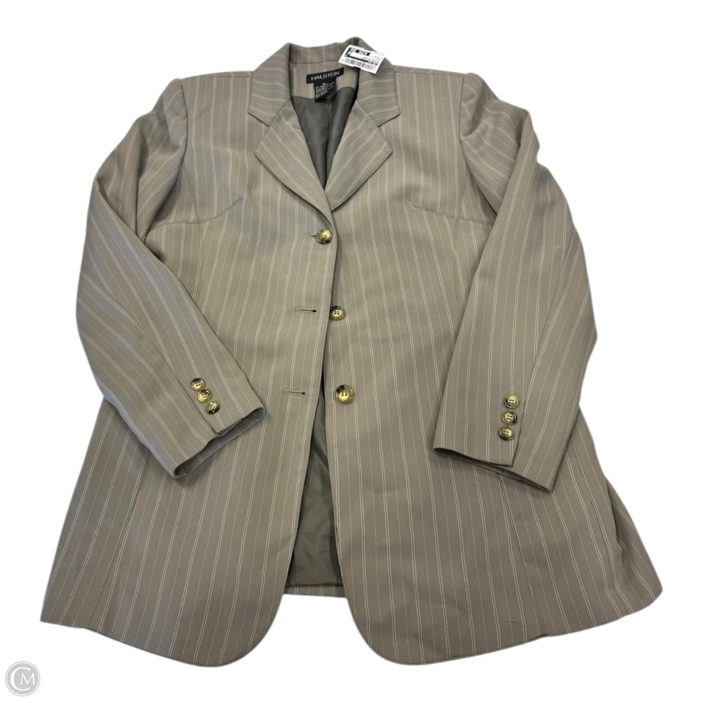 Blazer Designer By Halston In Striped Pattern, Size: 10