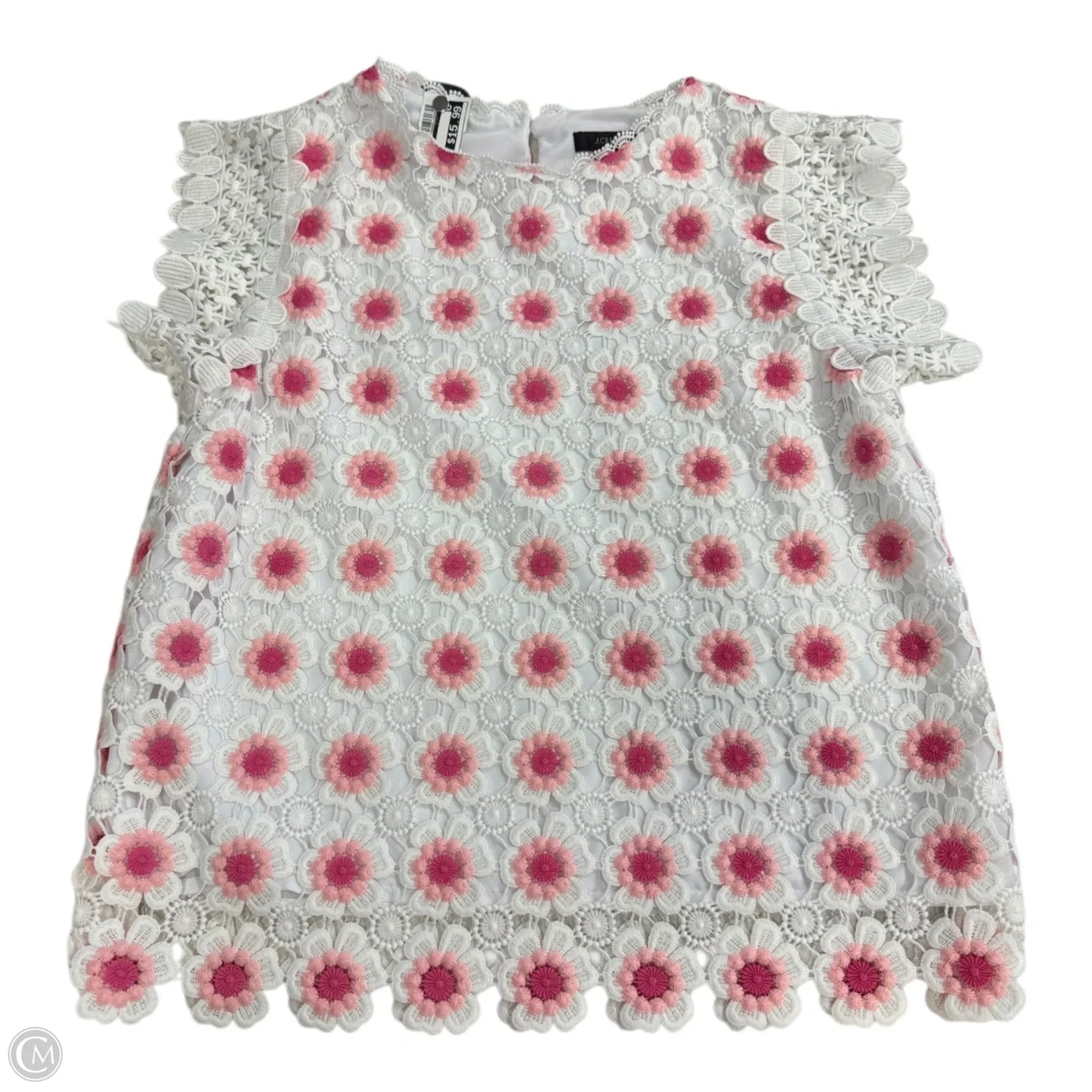 Blouse Short Sleeve By J. Crew In Pink & White, Size: M