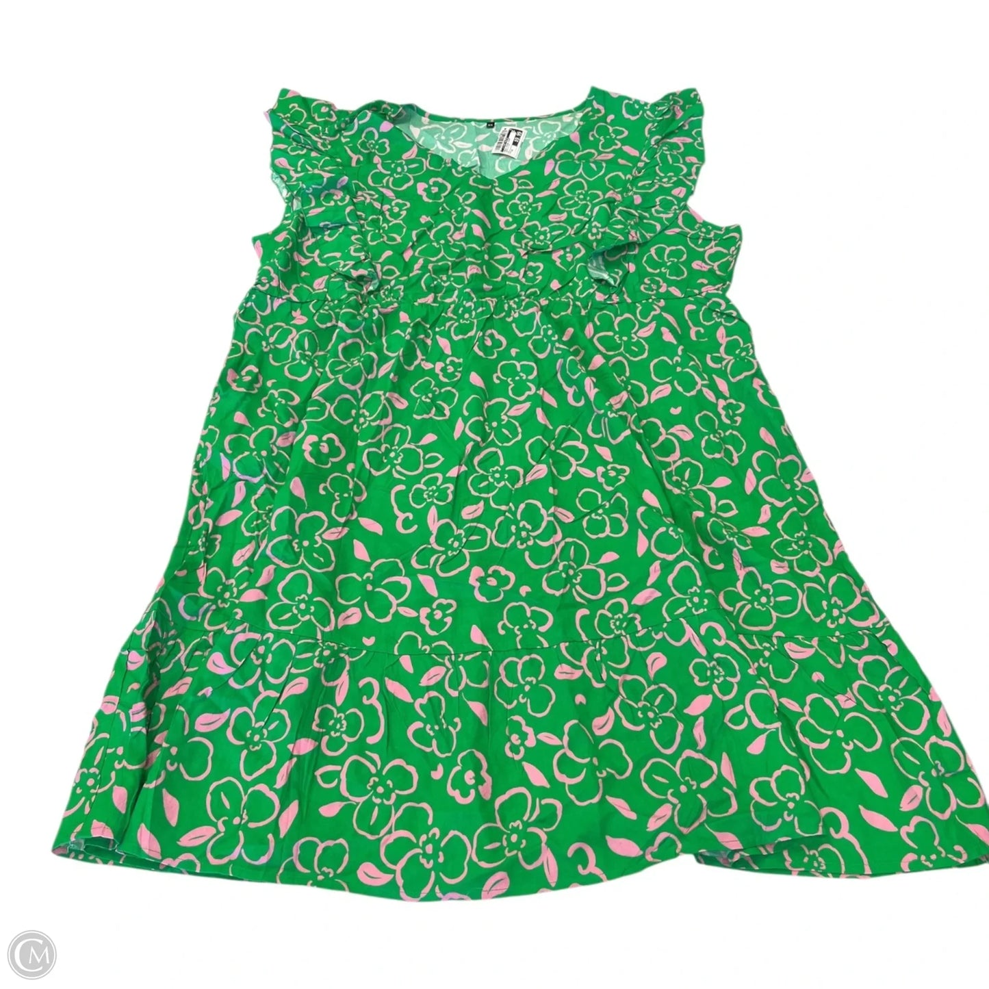 Dress Casual Short By Clothes Mentor In Green & Pink, Size: 3x