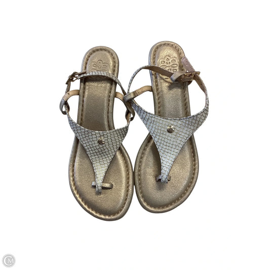 Sandals Heels Wedge By Clothes Mentor In Gold, Size: 7