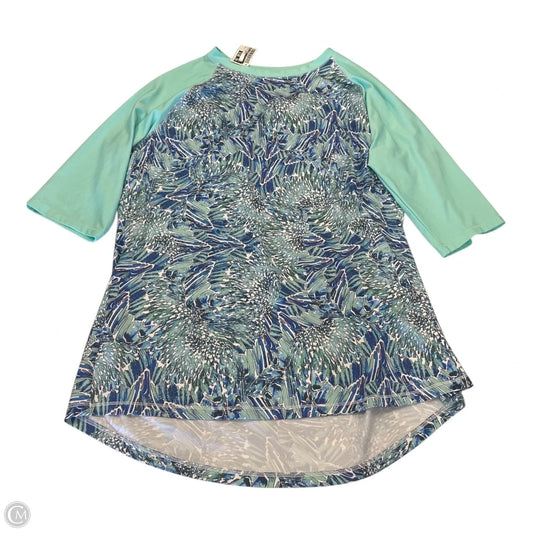 Top 3/4 Sleeve By Reel Legends In Blue & Green, Size: L