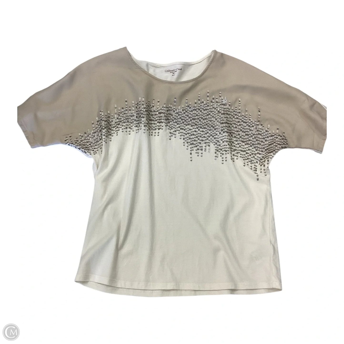 Top Short Sleeve By Coldwater Creek In Cream, Size: Xs