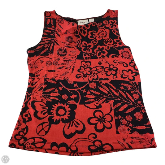 Top Sleeveless By Chicos In Black & Red, Size: 2