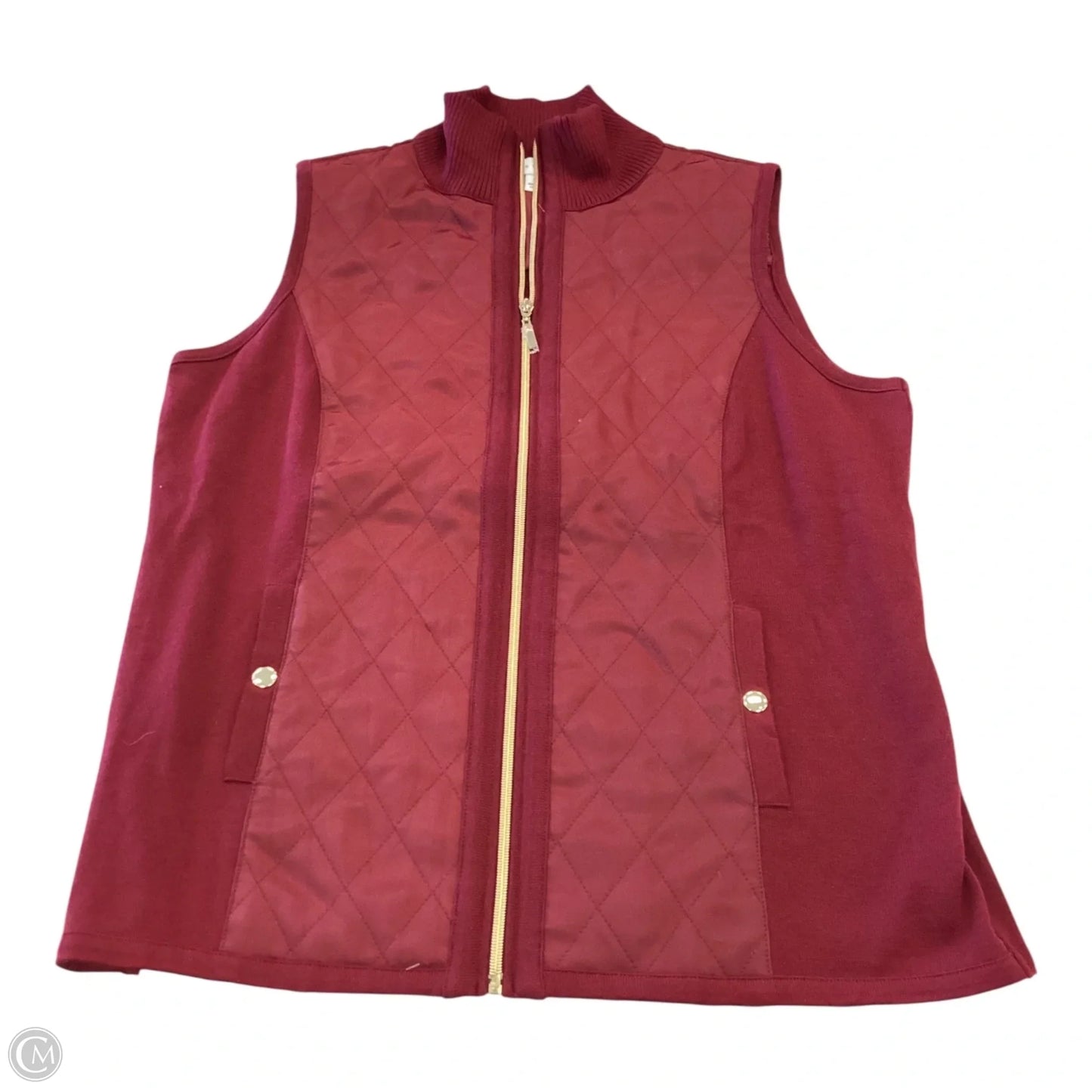 Vest Puffer & Quilted By Susan Graver In Maroon, Size: L