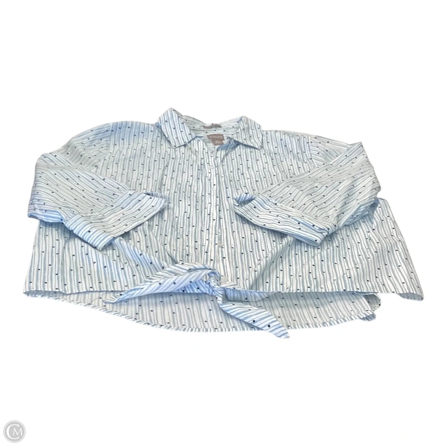 Top 3/4 Sleeve By Chicos In Blue & White, Size: 3 (XL)