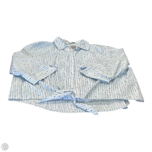Top 3/4 Sleeve By Chicos In Blue & White, Size: 3 (XL)