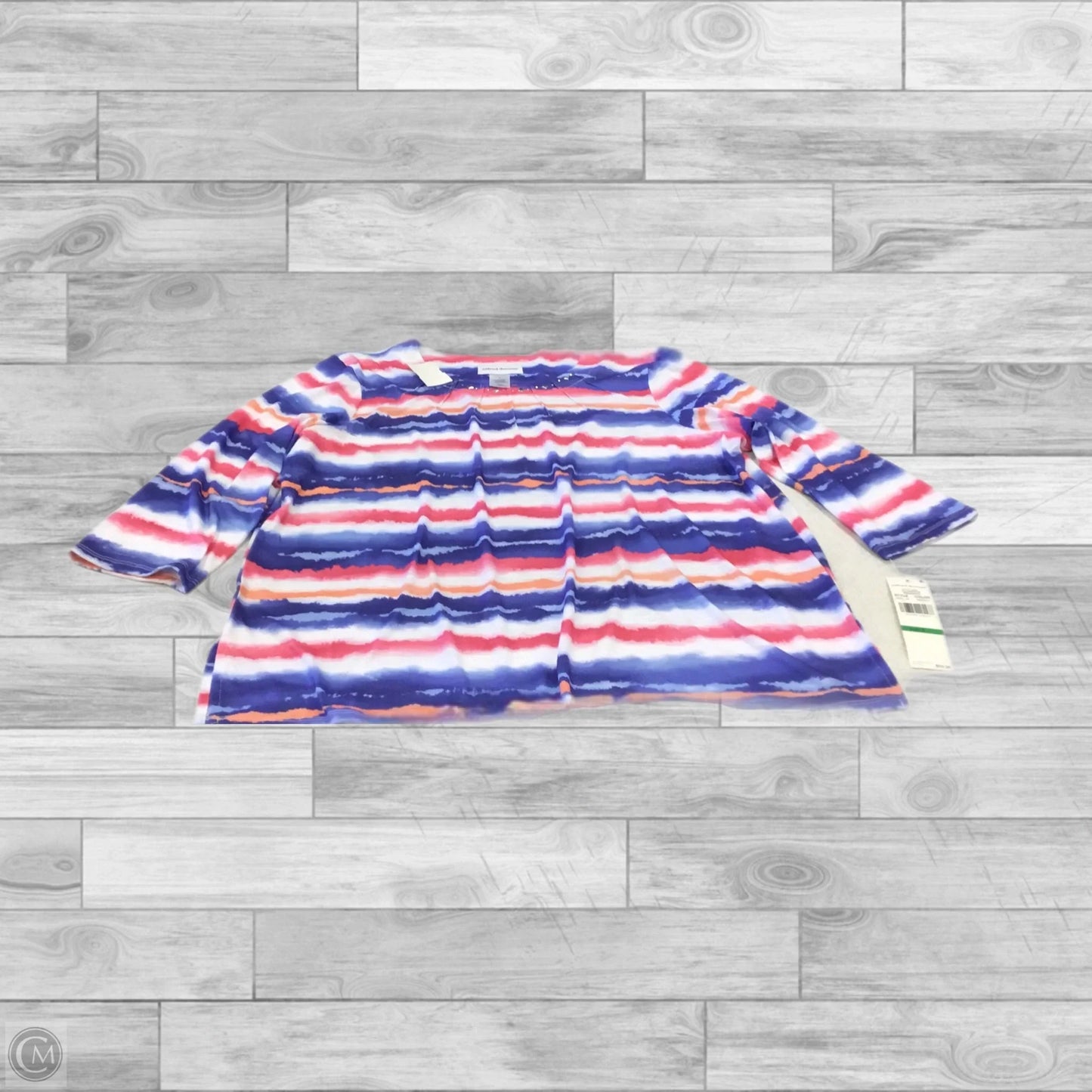 Top 3/4 Sleeve By Alfred Dunner In Tie Dye Print, Size: L