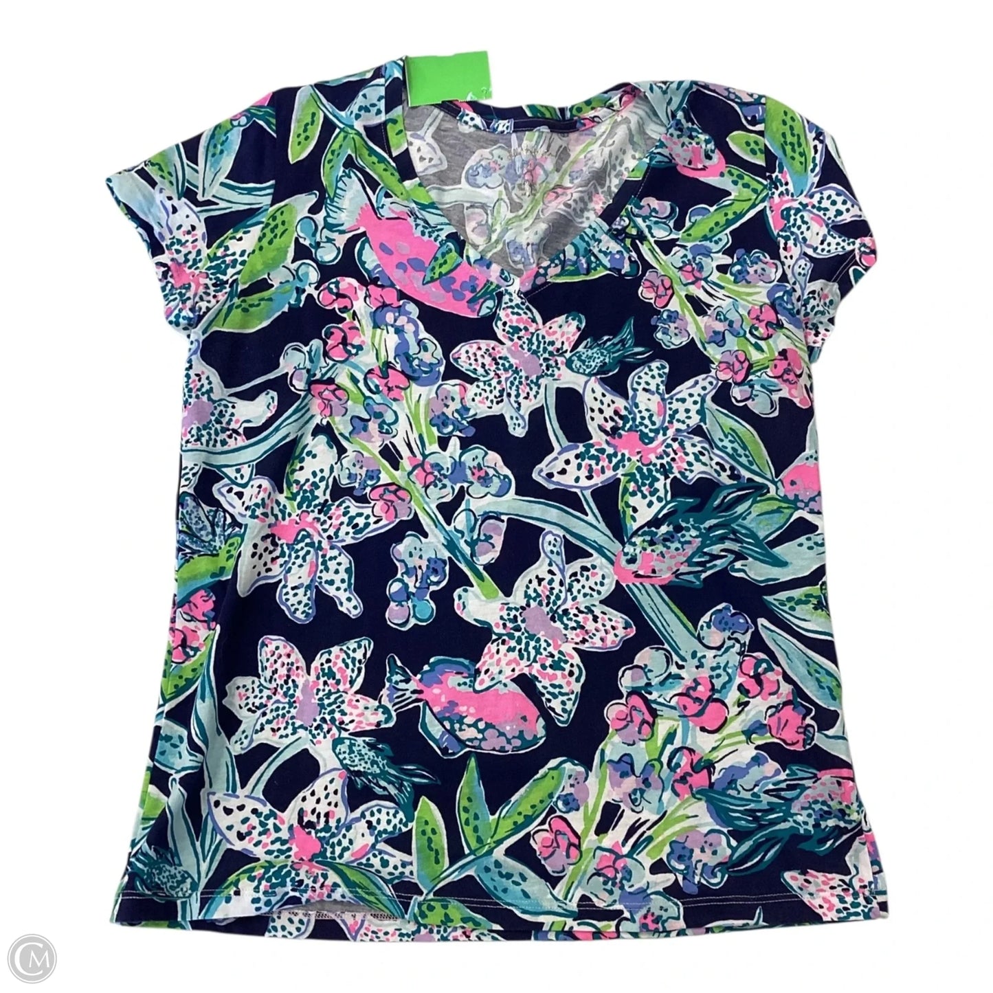 Top Short Sleeve Designer By Lilly Pulitzer In Floral Print, Size: M