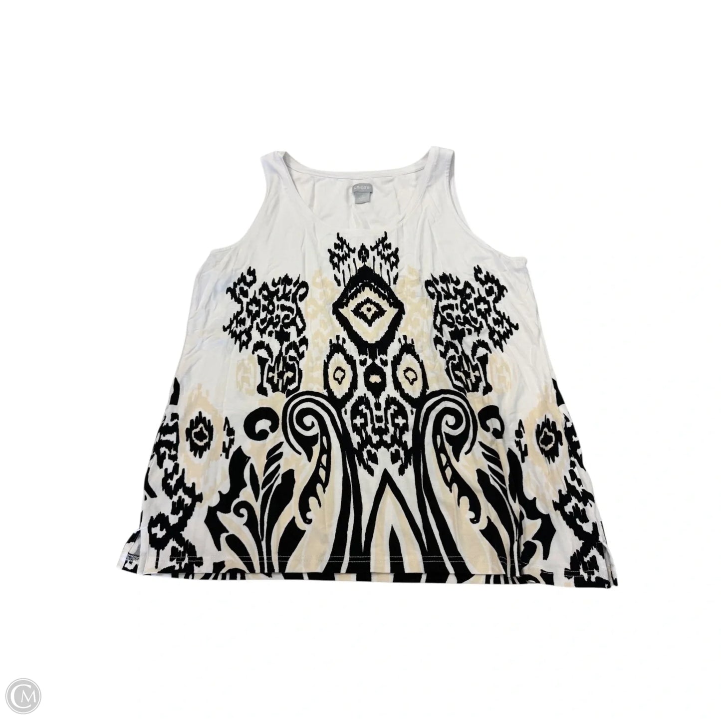 Top Sleeveless By Chicos In Black & White, Size: L