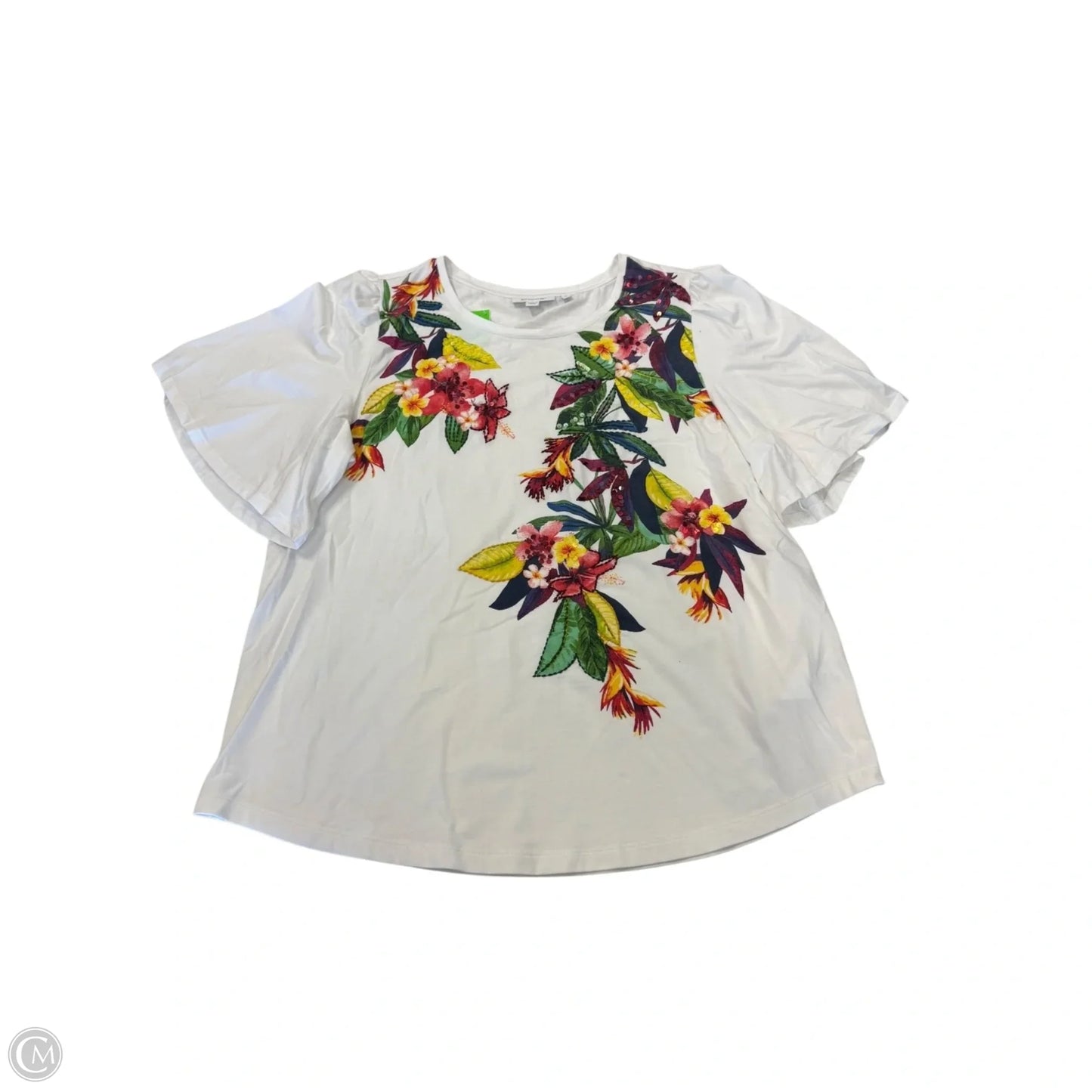 Top Short Sleeve By Chicos In Tropical Print, Size: L