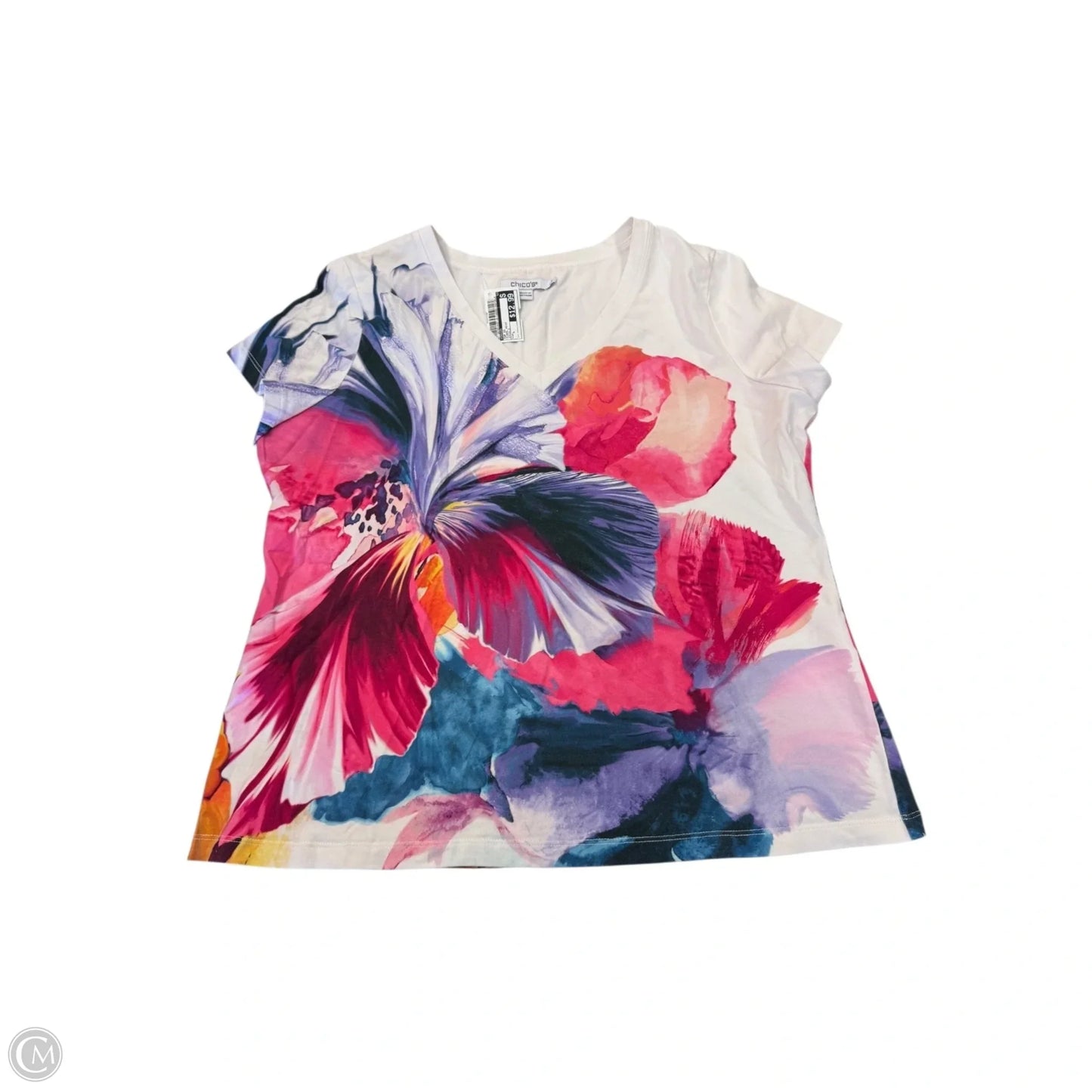 Top Short Sleeve By Chicos In Floral Print, Size: L