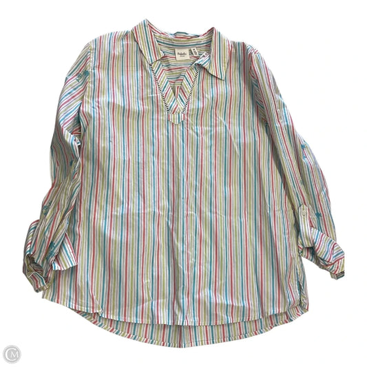 Top Long Sleeve By Rafaella In Striped Pattern, Size: L