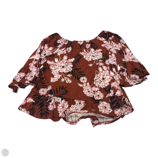 Top 3/4 Sleeve By Style And Company In Floral Print, Size: S