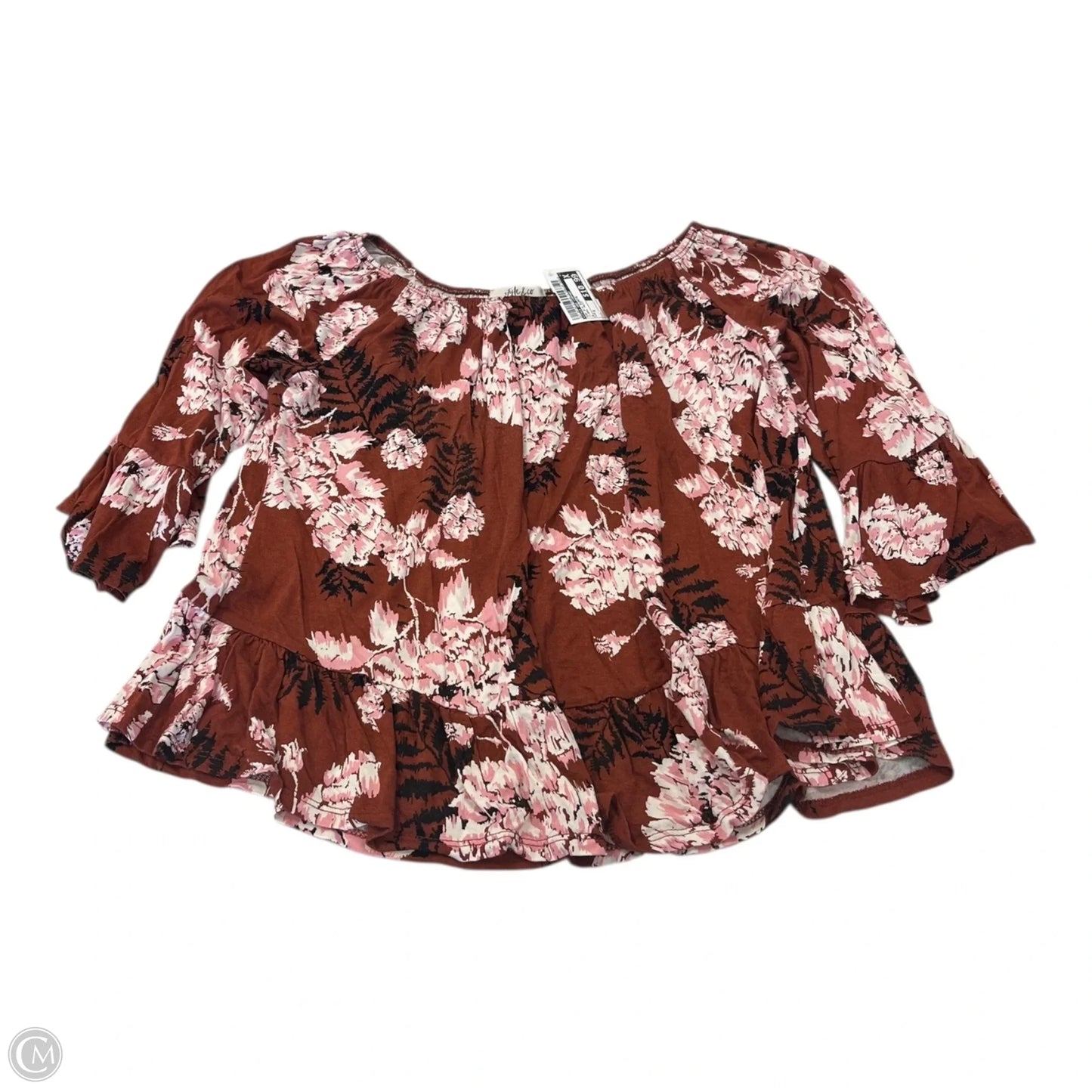 Top 3/4 Sleeve By Style And Company In Floral Print, Size: S