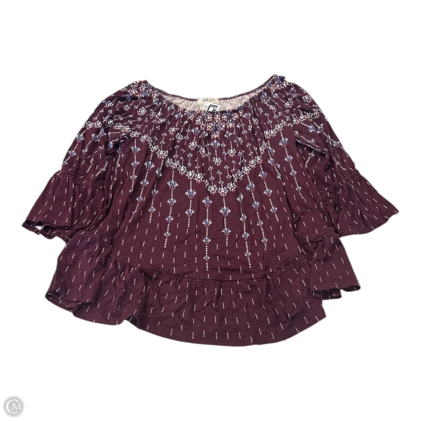 Top 3/4 Sleeve By Style And Company In Maroon, Size: S