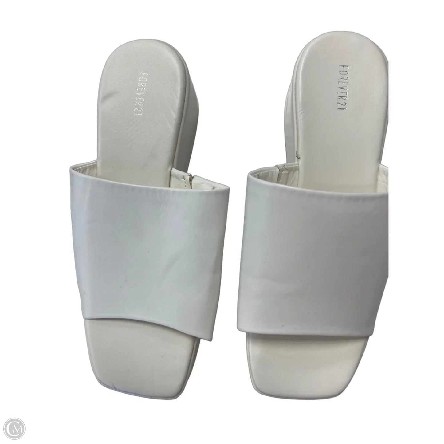 Sandals Heels Block By Forever 21 In White, Size: 8.5