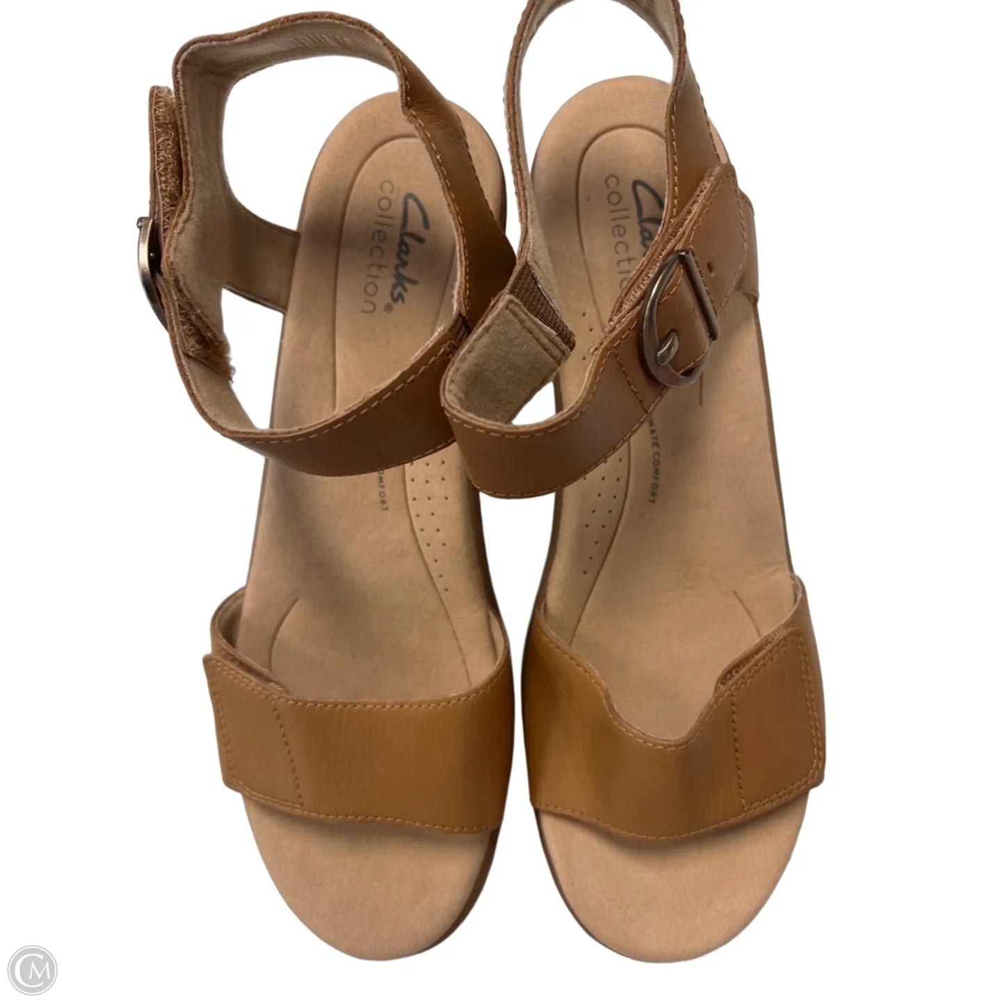 Sandals Heels Block By Clarks In Tan, Size: 9.5
