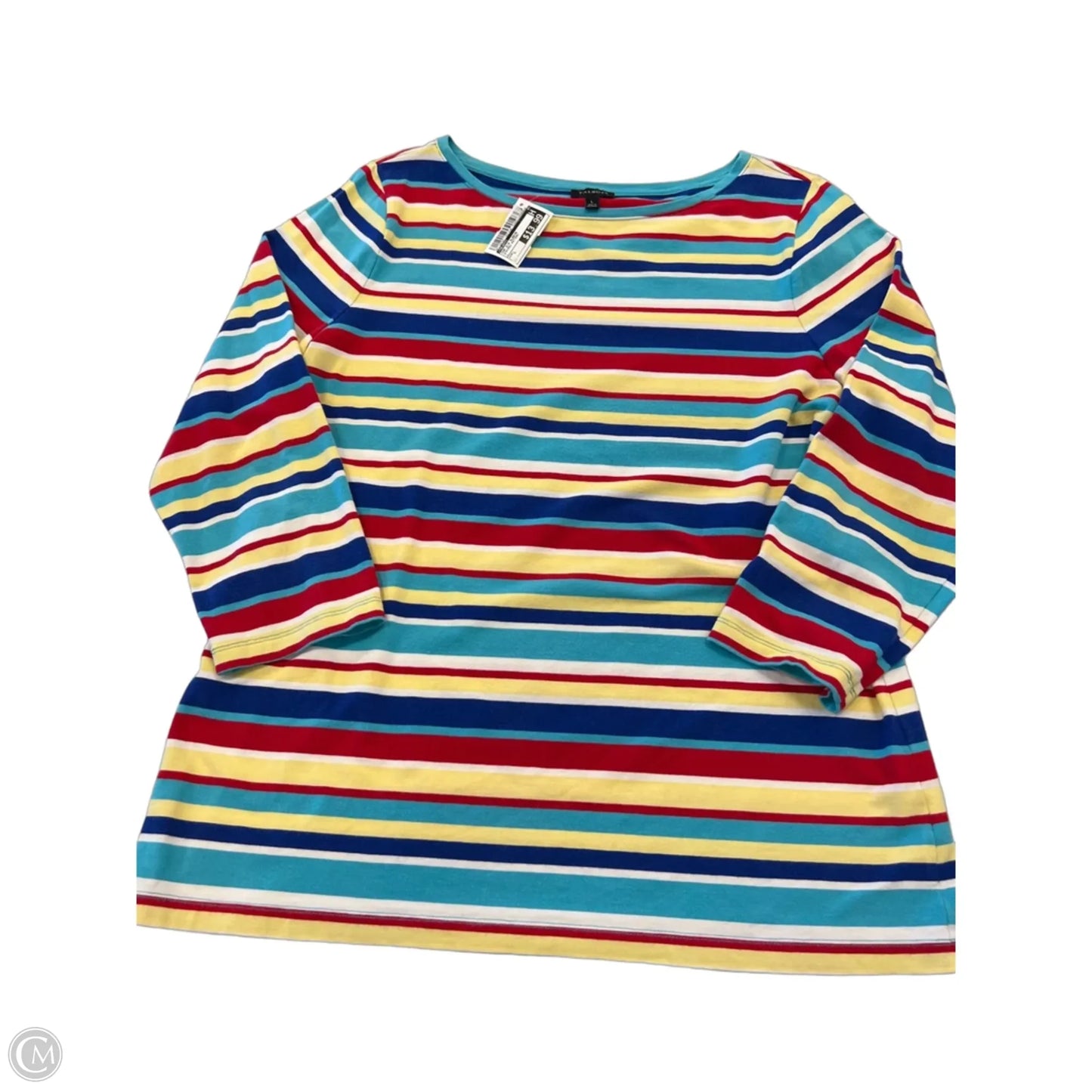Top 3/4 Sleeve By Talbots In Striped Pattern, Size: L