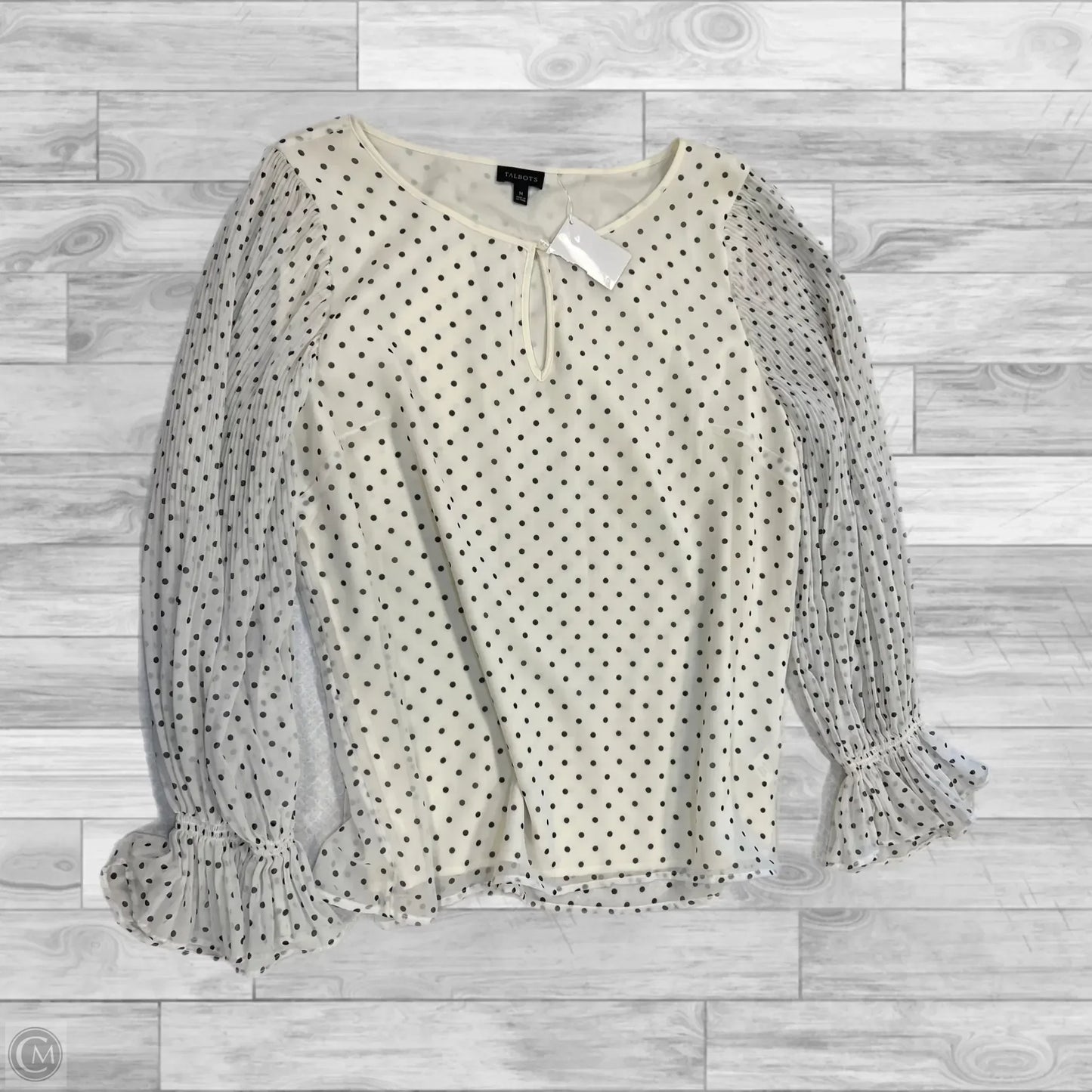 Top Long Sleeve By Talbots In Polkadot Pattern, Size: M