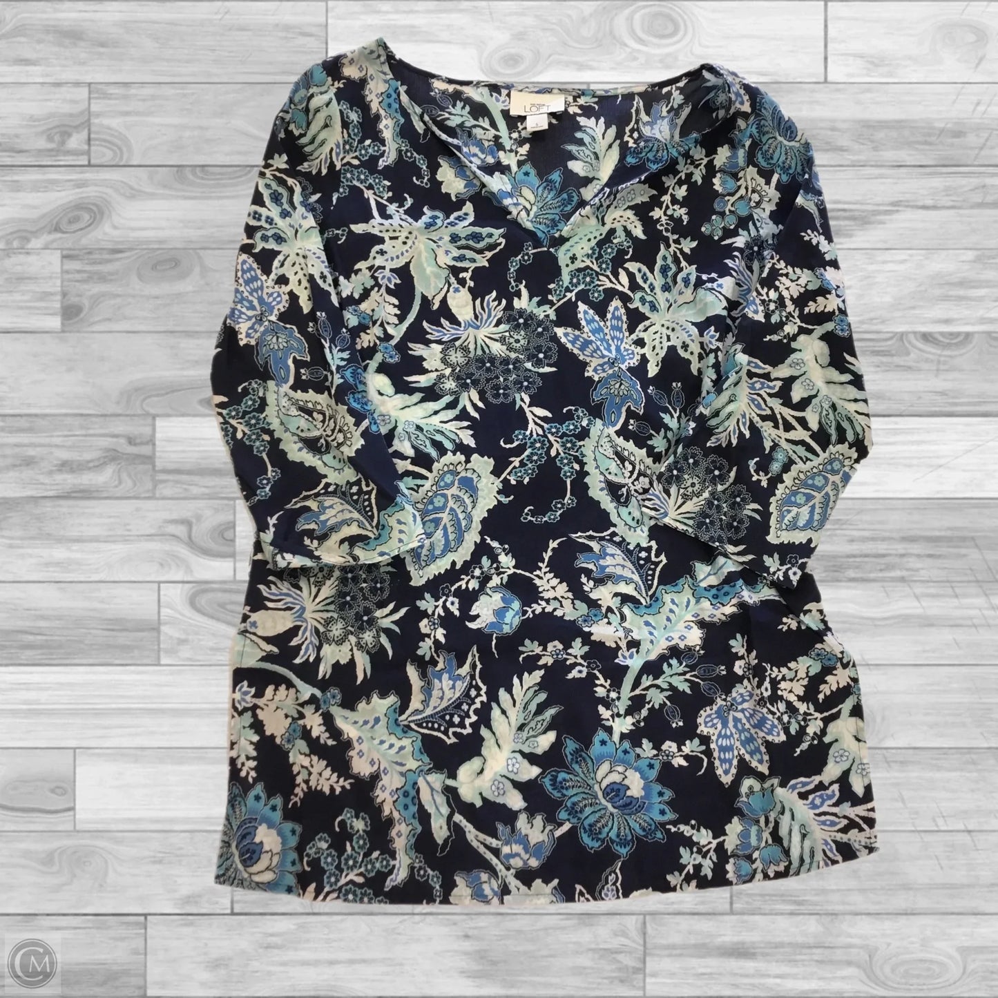 Top 3/4 Sleeve By Loft In Blue, Size: S