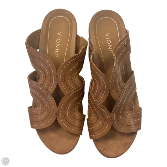 Sandals Heels Wedge By Vionic In Tan, Size: 9